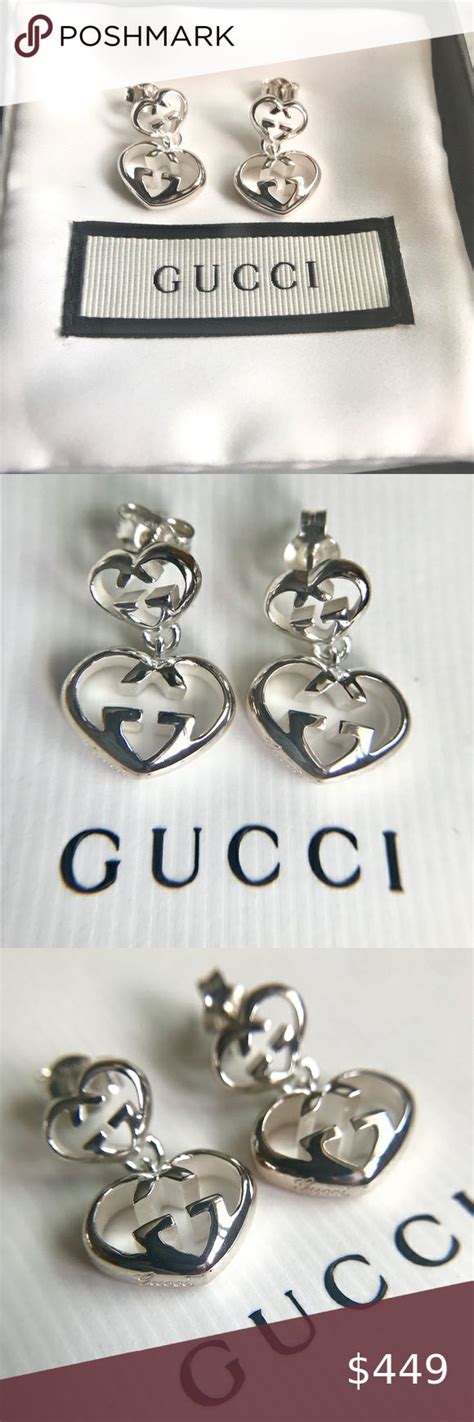 gucci britt double g heart drop earrings|Gucci Heart earrings with Interlocking G .